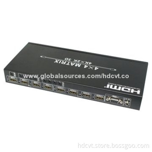 HDMI 1.4 4x4 + EDID + IR Matrix with 12V DC, 2.5A Power Supply